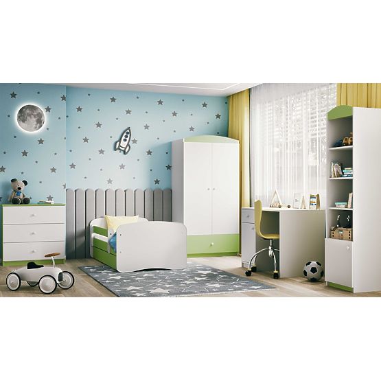Dětská postel se zábranou Ourbaby - zeleno-bílá