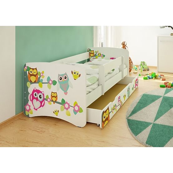 Dětská postel se zábranou - Sovičky