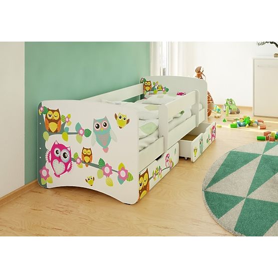 Dětská postel se zábranou - Sovičky