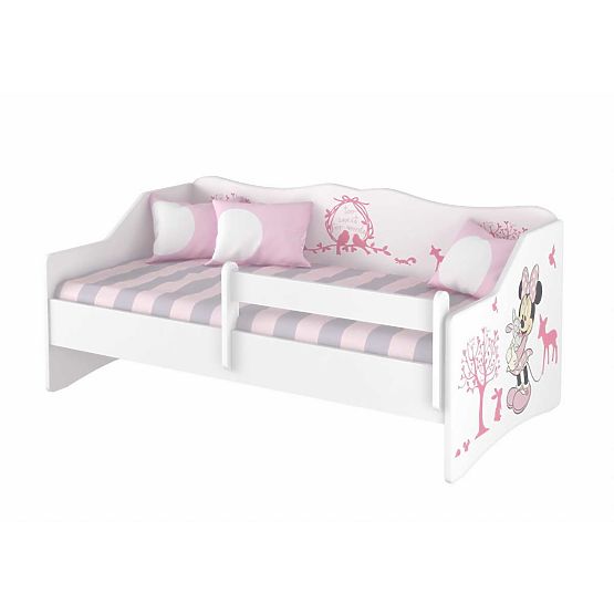 Dětská postel se zády - Minnie Mouse a zvířátka