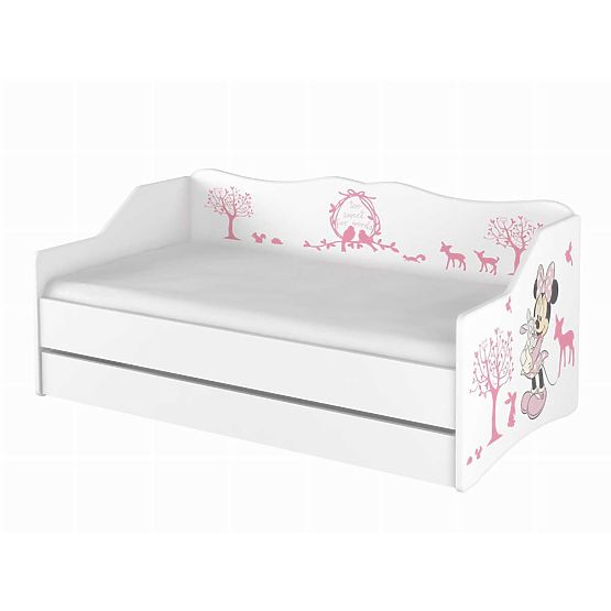 Dětská postel se zády - Minnie Mouse a zvířátka