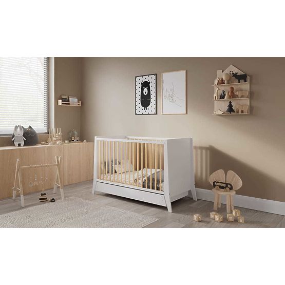 Dětská postýlka Cosmo Scandi 120x60 bílo-přírodní