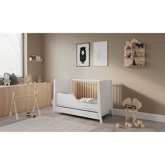 Dětská postýlka Cosmo Scandi 120x60 bílo-přírodní
