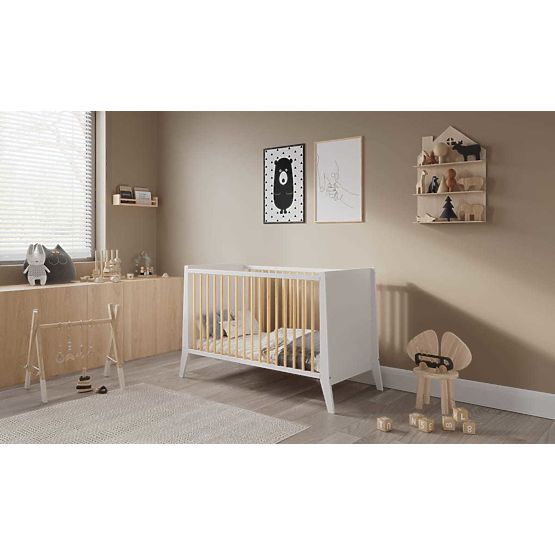 Dětská postýlka Cosmo Scandi 120x60 bílo-přírodní