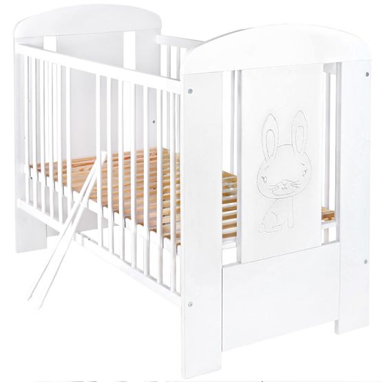 Dětská postýlka New Baby Králíček se šuplíkem bílá