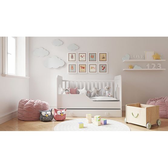 Dětská postýlka Zuza 140x70 cm s válendovou bočnicí