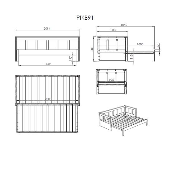 Dětská rozkládací postel se zády Pino - bílá