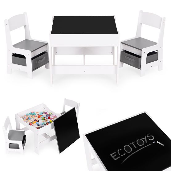 Dětská sada nábytku stůl + 2 židle s tabulí ECOTOYS