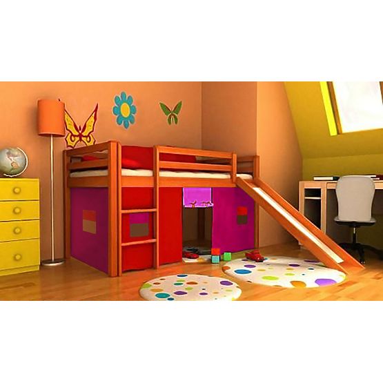 Dětská vyvýšená postel Ourbaby Modo olše se skluzavkou