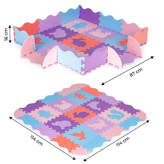 Dětská vzdělávací pěnová podložka - puzzle zvířátka