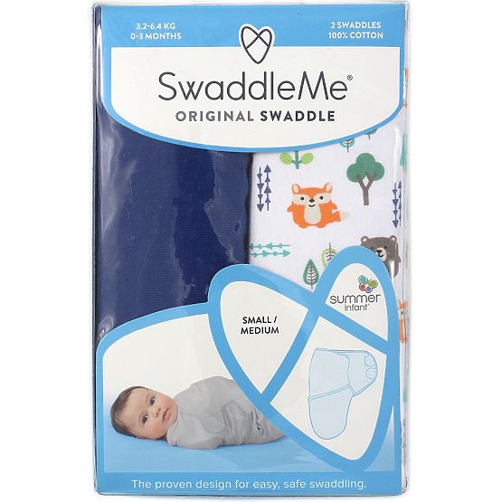Dětská zavinovačka SwaddleMe S modrá/lesní motiv 2ks