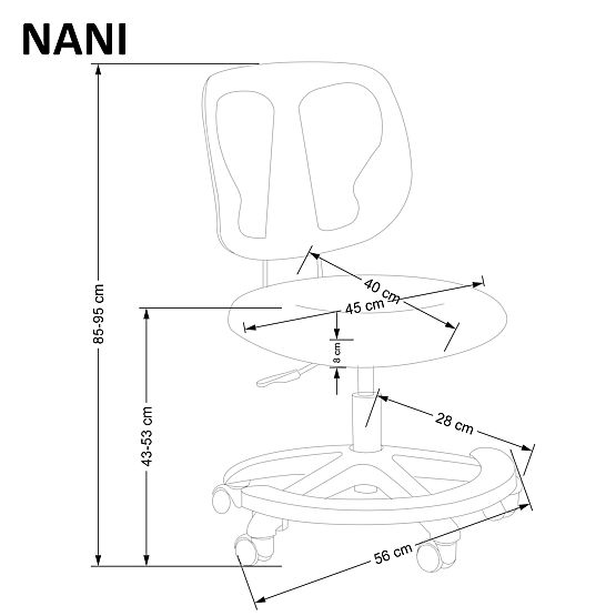 Dětská židle NANI - šedá 