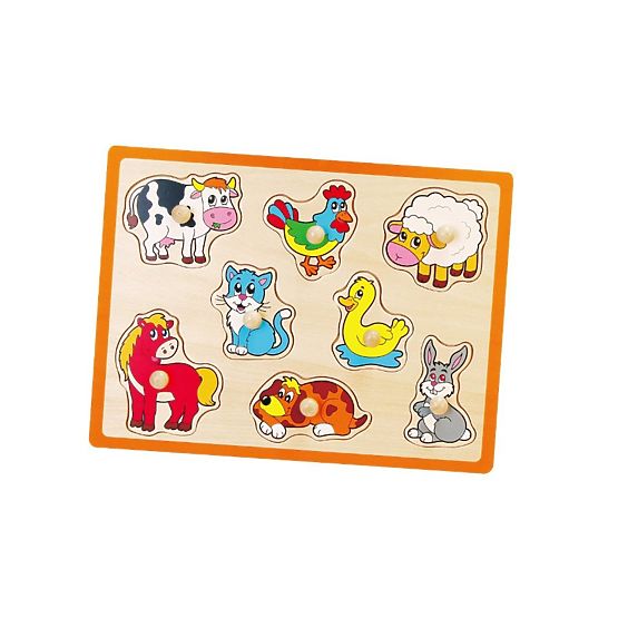 Dětské dřevěné puzzle s úchyty Viga Farma Multicolor