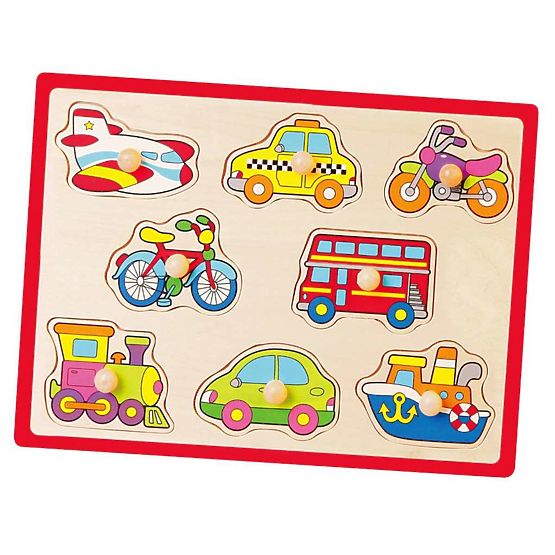 Dětské dřevěné puzzle s úchyty Viga Vozidla Multicolor