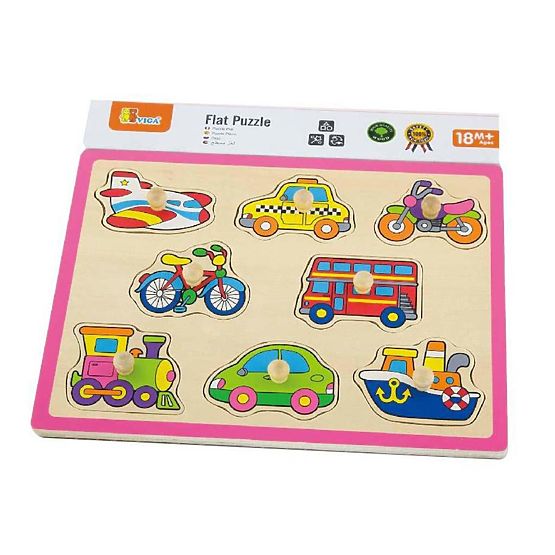 Dětské dřevěné puzzle s úchyty Viga Vozidla Multicolor