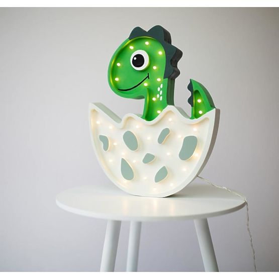 Dětské dřevěné svítidlo LED svítidlo Dino - zelené