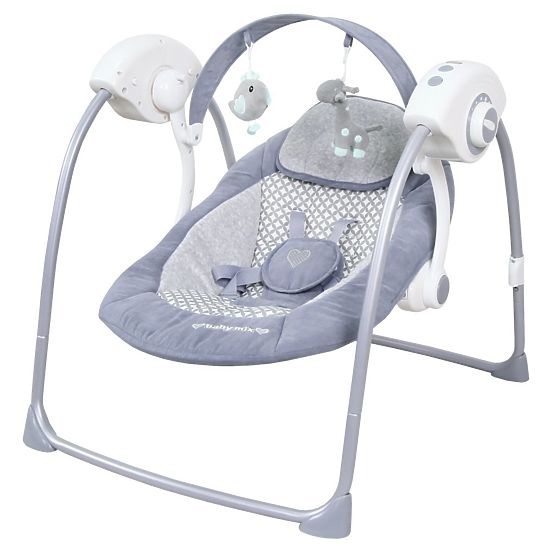 Dětské lehátko s houpátkem a stříškou Baby Mix šedé Šedá