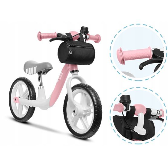 Dětské odrážedlo Arie s ruční brzdou - růžové-šedé