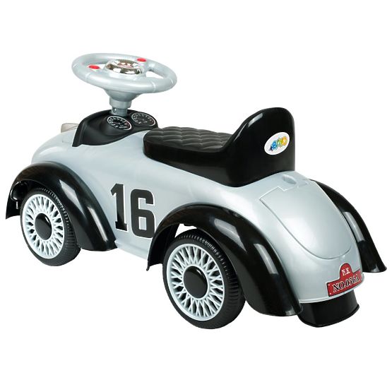 Dětské odrážedlo se zvukem a vodící tyčí Retro Bayo grey Šedá