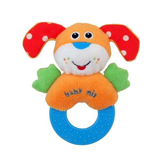 Dětské plyšové chrastítko Baby Mix pejsek Oranžová