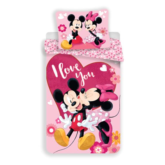 Dětské povlečení 140 x 200 cm + 70 x 90 cm Mickey a Minnie kiss