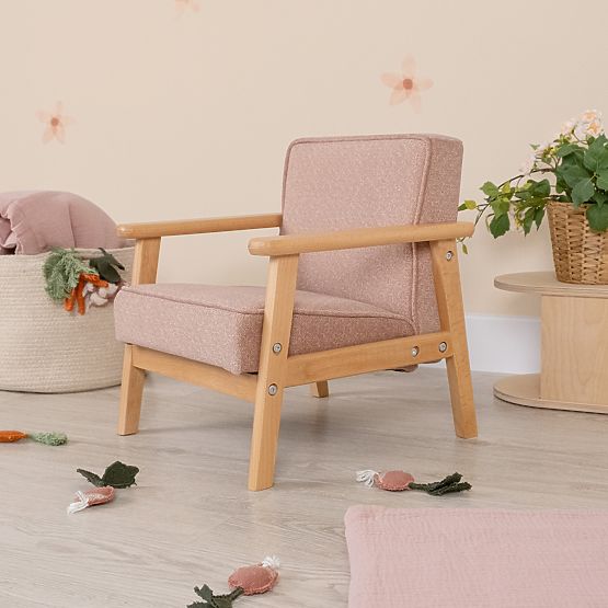 Dětské retro růžové křesílko Sakura