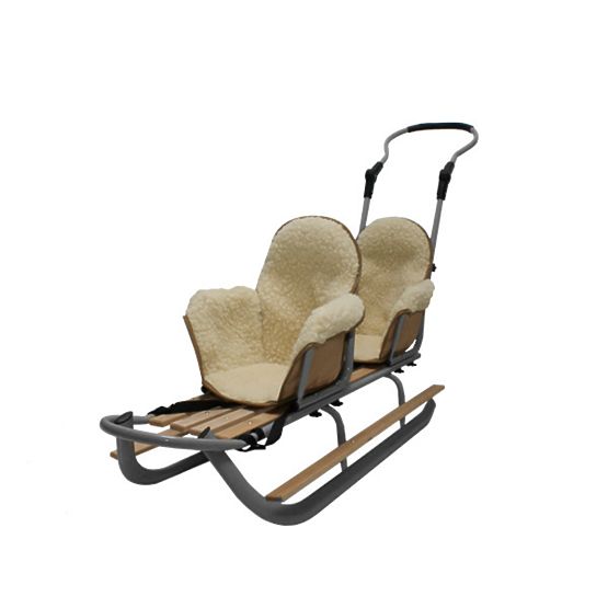 Šedé sáňky pro dvojčata Duo - různé barvy sedátek