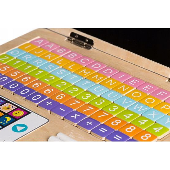 Dětský dřevěný laptop s magnetickou tabulí