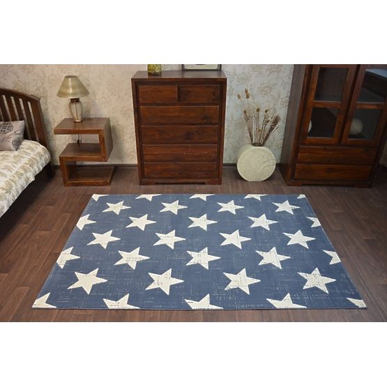 Dětský koberec Hvězdy - modrý