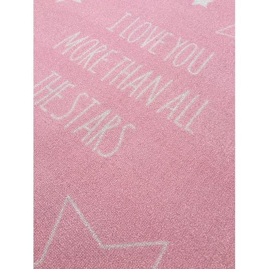 Dětský koberec LOVE YOU STARS růžová/bíla