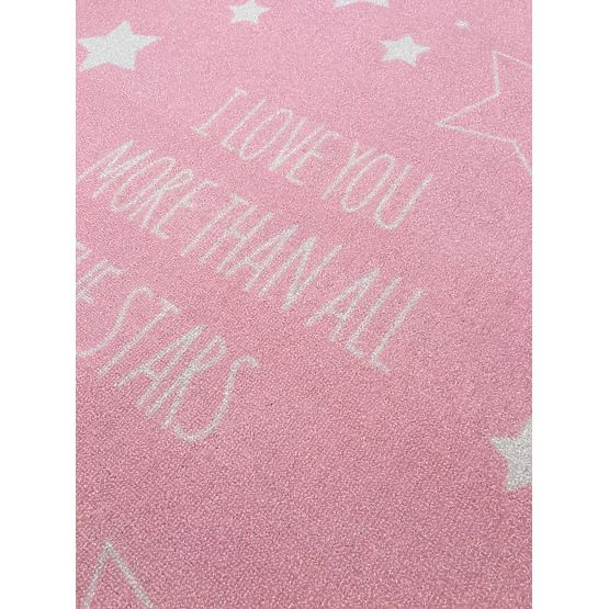Dětský koberec LOVE YOU STARS růžová/bíla