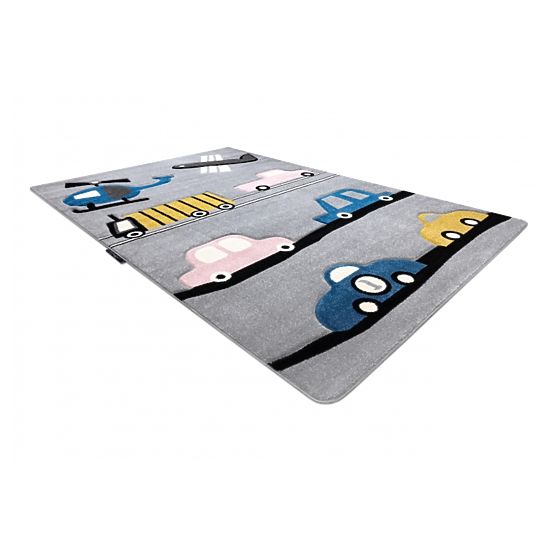 Dětský koberec PETIT - Dopravní prostředky - šedý