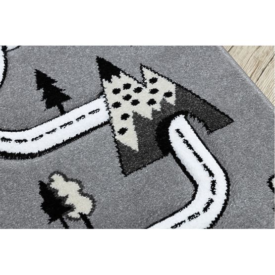 Dětský koberec PETIT - Město a silnice - šedý