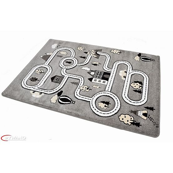 Dětský koberec PETIT - Město a silnice - šedý