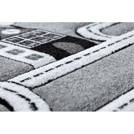 Dětský koberec PETIT - Město a silnice - šedý