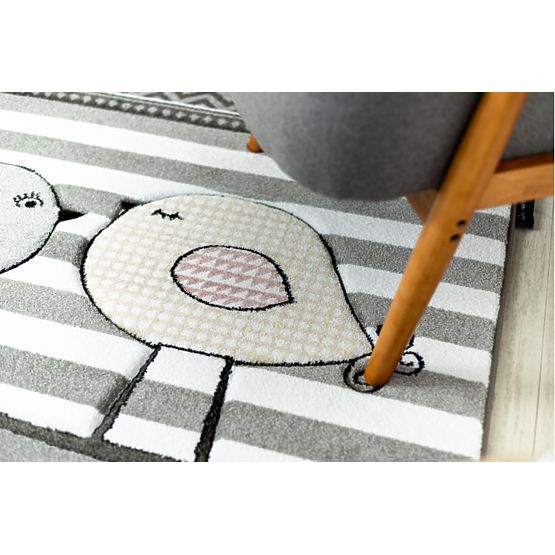 Dětský koberec PETIT - Ptáčci - šedo-bílý