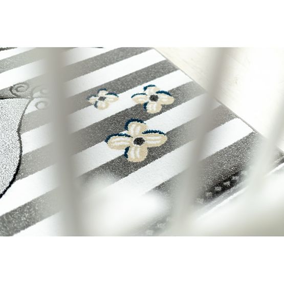 Dětský koberec PETIT - Ptáčci - šedo-bílý