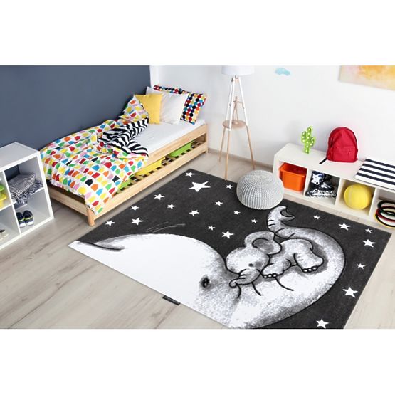 Dětský koberec PETIT - Sloník - šedo-bílý