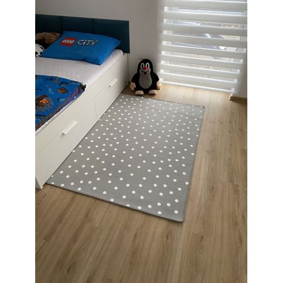 Dětský koberec Puntíky - šedý