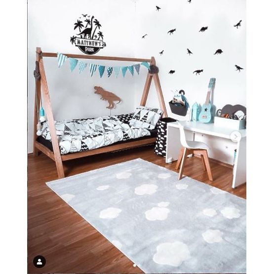 Dětský koberec Sky Cloud - stříbrný 