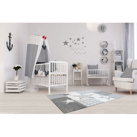 Dětský koberec STARFIELD  stříbrnošedá/ bílá