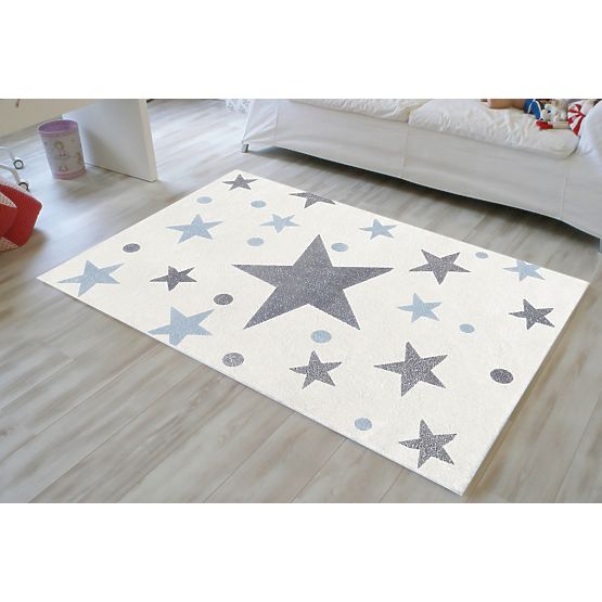 Dětský koberec STARS krémová/modrá