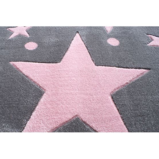 Dětský koberec STARS stříbrná-šedá/růžová