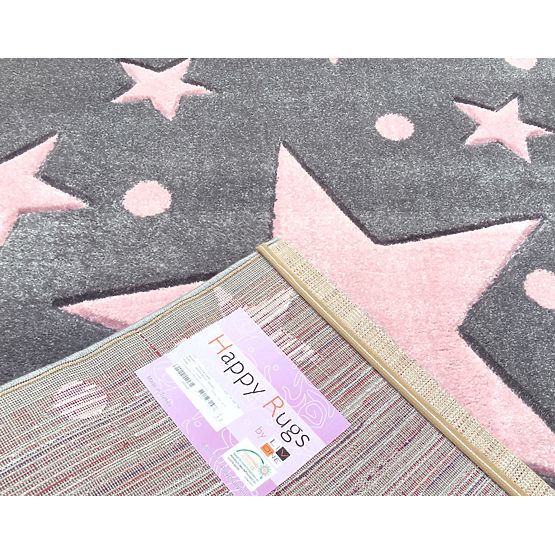 Dětský koberec STARS stříbrná-šedá/růžová