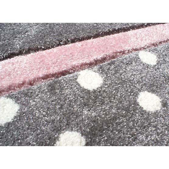Dětský koberec Tečky stříbrná-šedá/růžová