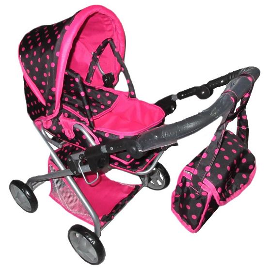 Dětský kočárek pro panenky 2v1 Baby Mix s růžovými putíky Multicolor