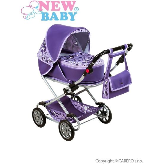 Dětský kočárek pro panenky 2v1 New Baby Lily Fialová