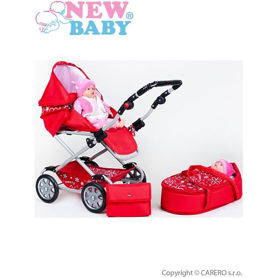 Dětský kočárek pro panenky 2v1 New Baby Monika červený