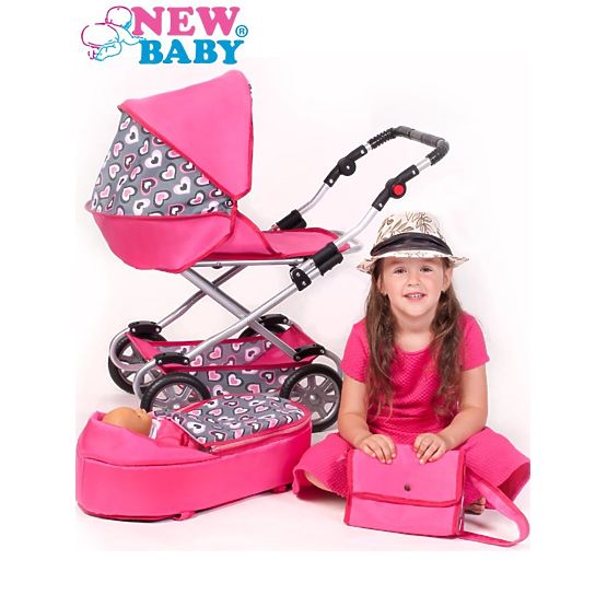 Dětský kočárek pro panenky 2v1 New Baby Růženka Růžová