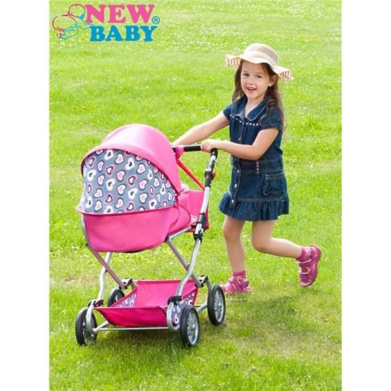 Dětský kočárek pro panenky 2v1 New Baby Růženka Růžová